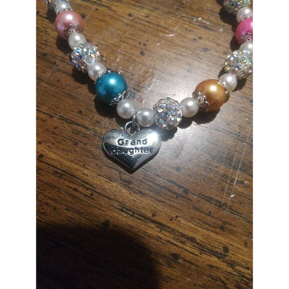 Charming Adjustable Granddaughter Heart Bracelet Pink/Blue/White - Picture 3 of 5